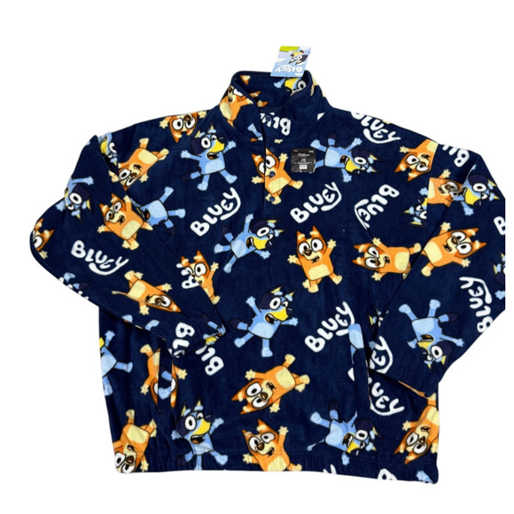 Bluey Jacket Unisex Adult Size L Bluey Bingo Pullover Fleece NWT - Picture 1 of 6
